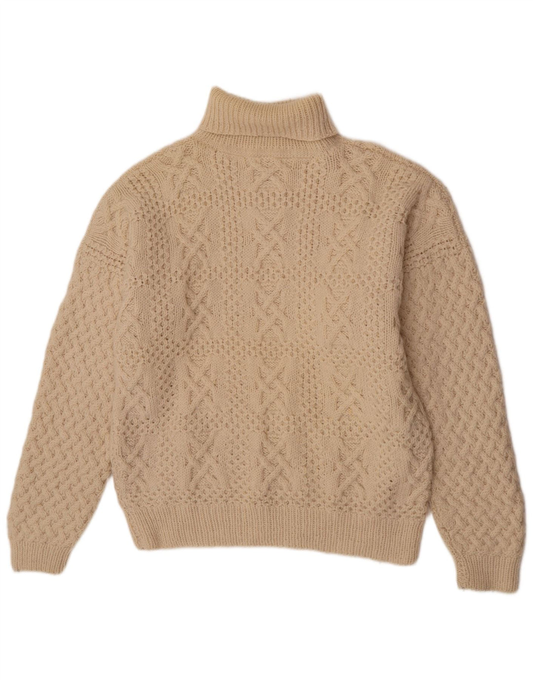 Maglione maglione vintage da uomo con collo alto XL bianco sporco