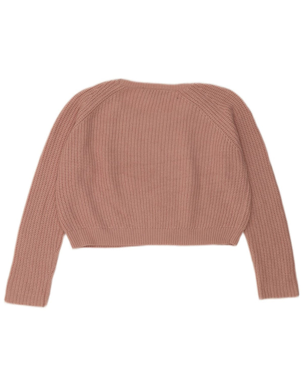 Topshop Maglione da donna corto con scollo a barca oversize UK 4 XS Acrilico rosa