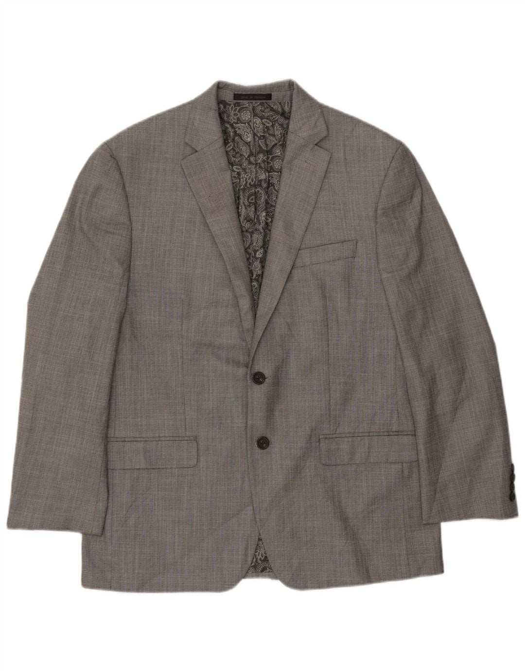Giacca blazer da uomo a 2 bottoni Chaps UK 40 grande poliestere Chevron grigio