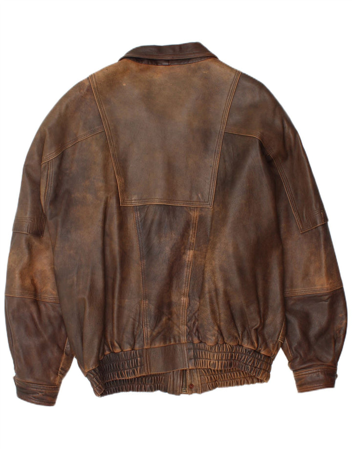Giacca in pelle vintage da uomo IT 58 4XL Pelle marrone