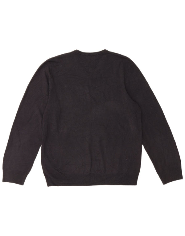 Maglione da uomo Marks & Spencer Blue Harbour con scollo a V grande acrilico nero