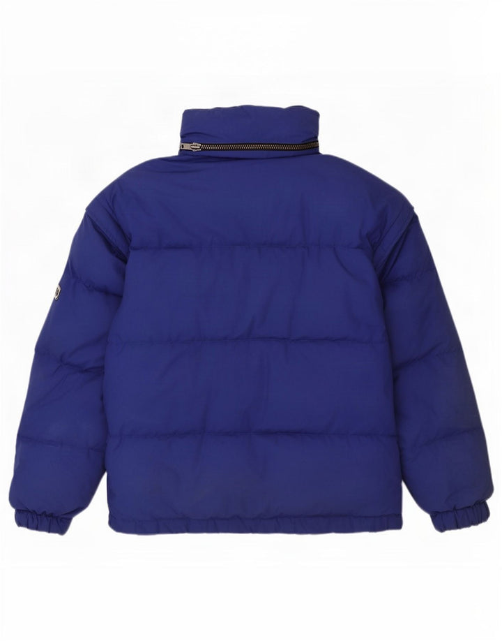 Giacca imbottita con cappuccio da uomo vintage IT 48 Poliestere blu medio