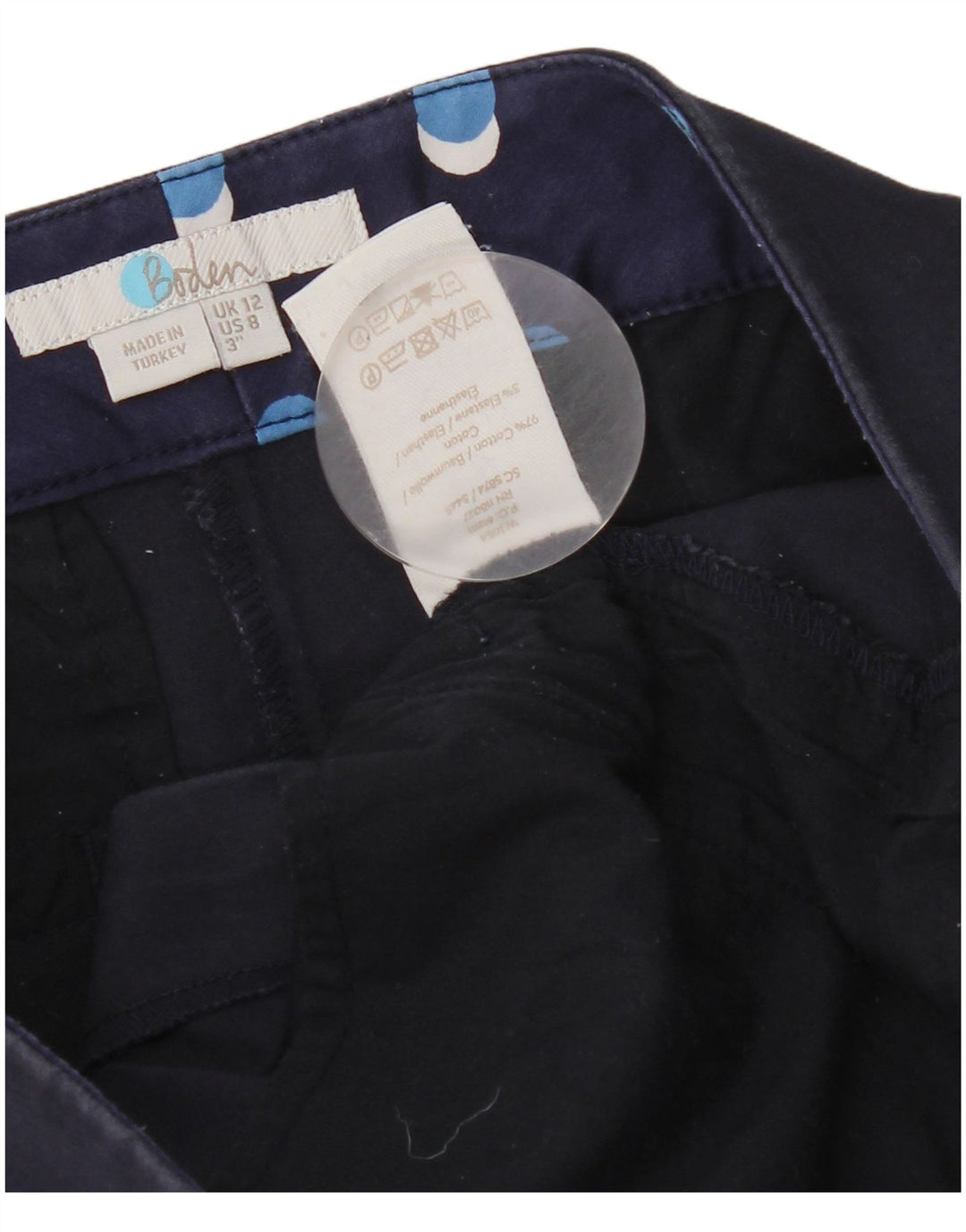 Pantaloncini chino da donna Boden UK 12 medi W30 cotone blu navy