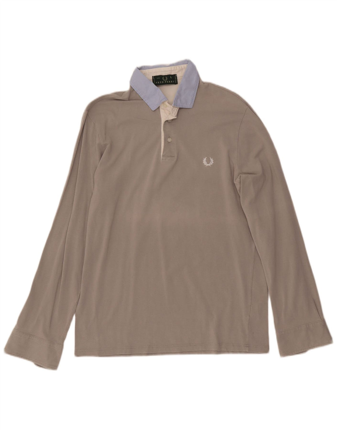 FRED PERRY Polo da uomo a maniche lunghe grande in cotone color block grigio