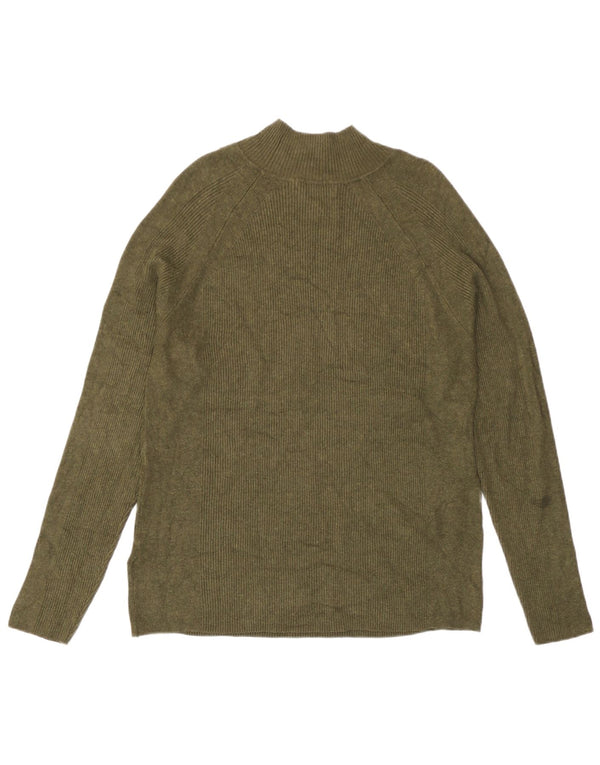 Maglione maglione a collo alto da donna Marks & Spencer UK 16 grande viscosa kaki