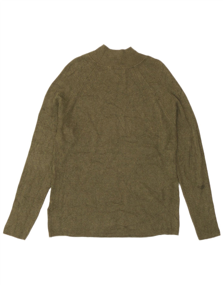 Maglione maglione a collo alto da donna Marks & Spencer UK 16 grande viscosa kaki