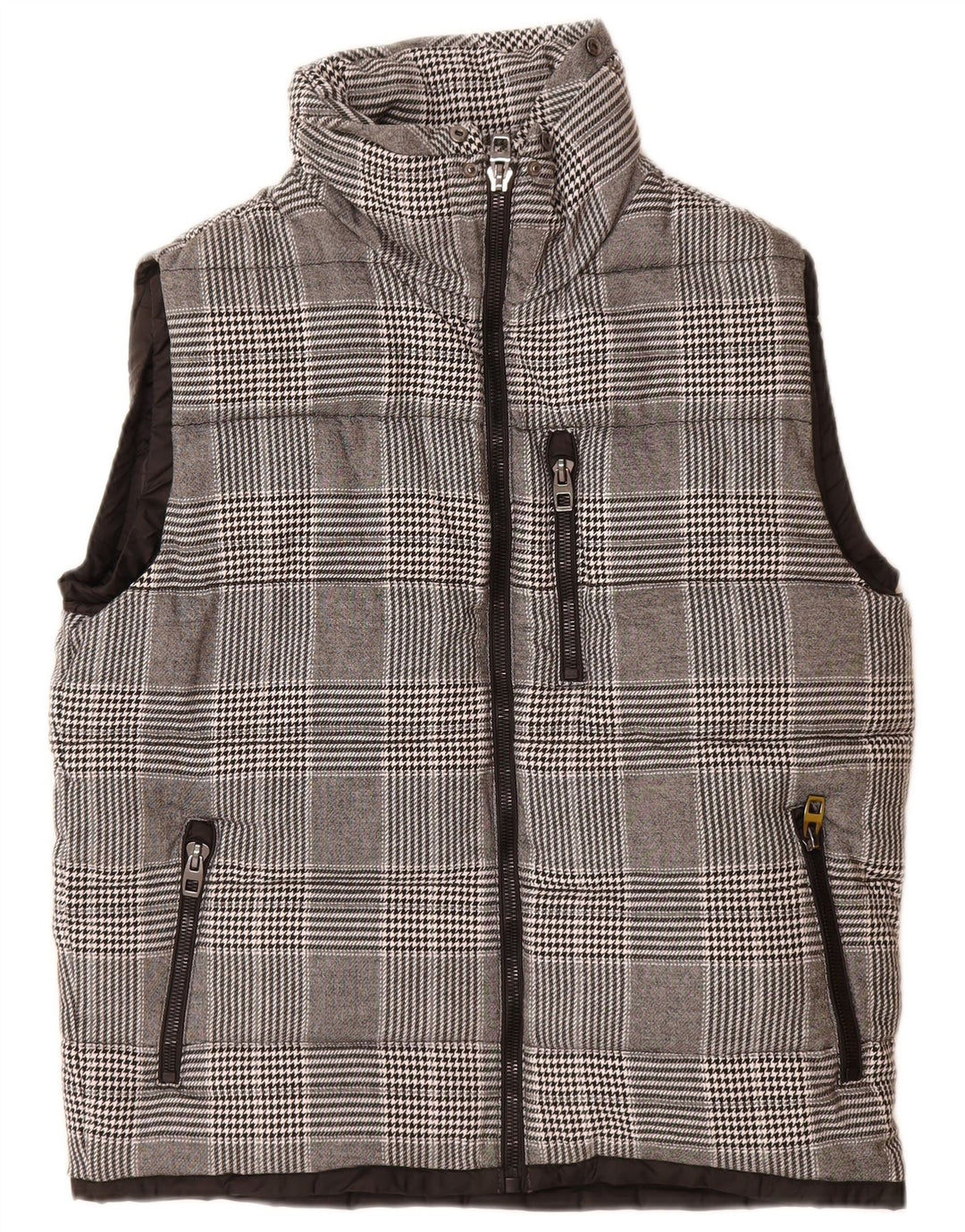 Gilet imbottito da uomo Zara UK 42 XL poliestere a quadri grigio