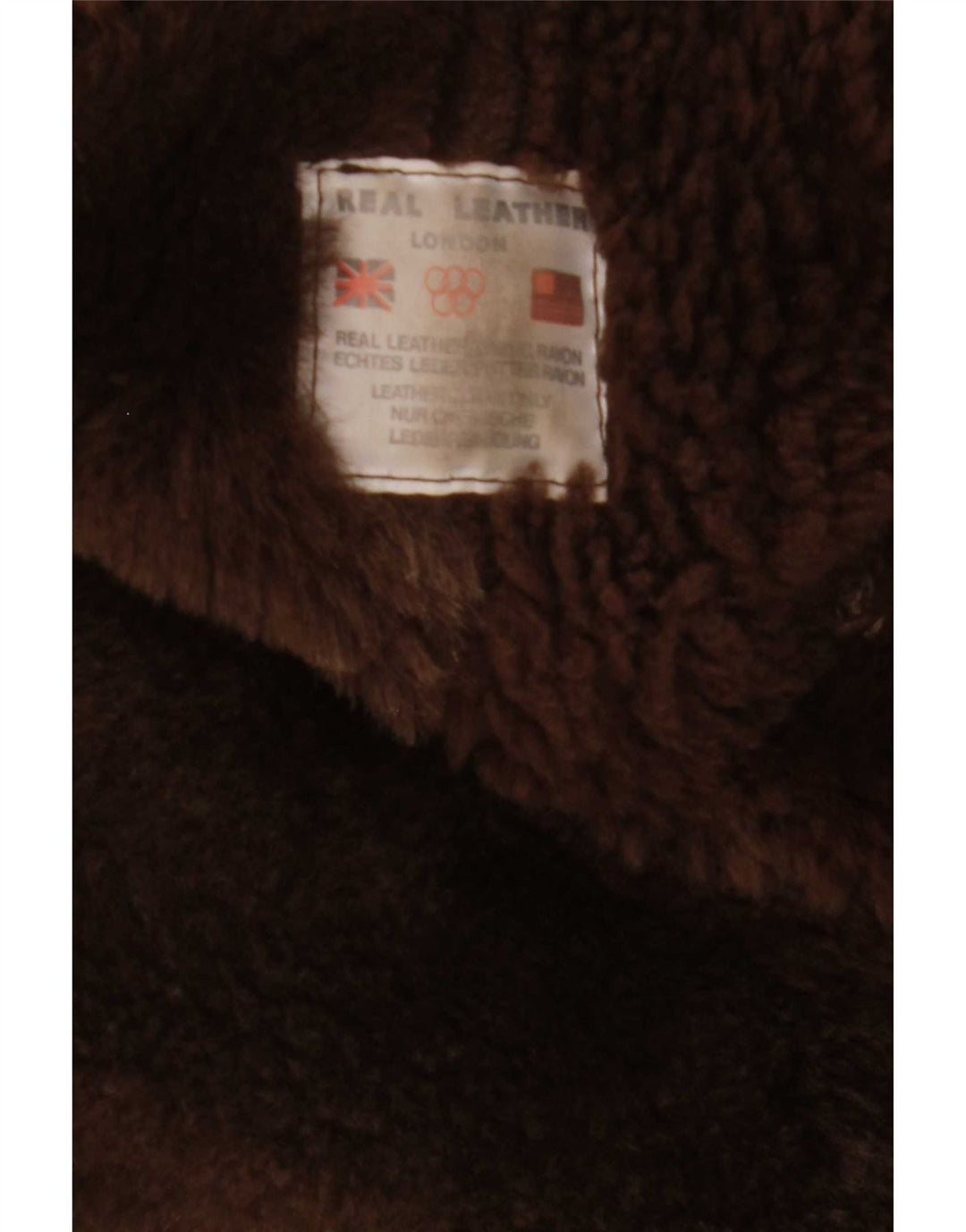 Cappotto in shearling vintage da donna UK 14 in pelle marrone medio