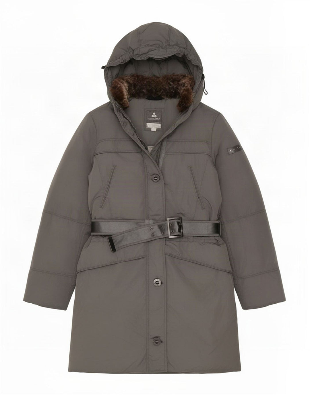 PEUTEREY Cappotto imbottito con cappuccio da donna IT 48 XL Poliammide grigio