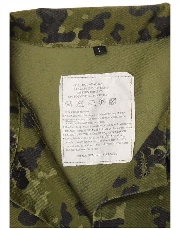 Giacca militare vintage da uomo UK 40 grande poliestere mimetico verde