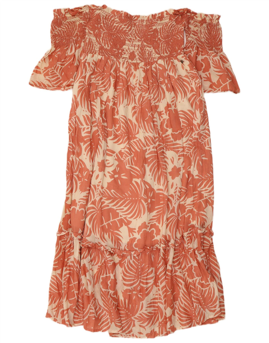 PEPE JEANS Abito da donna con spalle scoperte UK 8 Piccolo viscosa floreale rosa