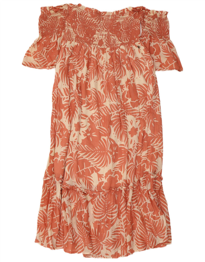 PEPE JEANS Abito da donna con spalle scoperte UK 8 Piccolo viscosa floreale rosa