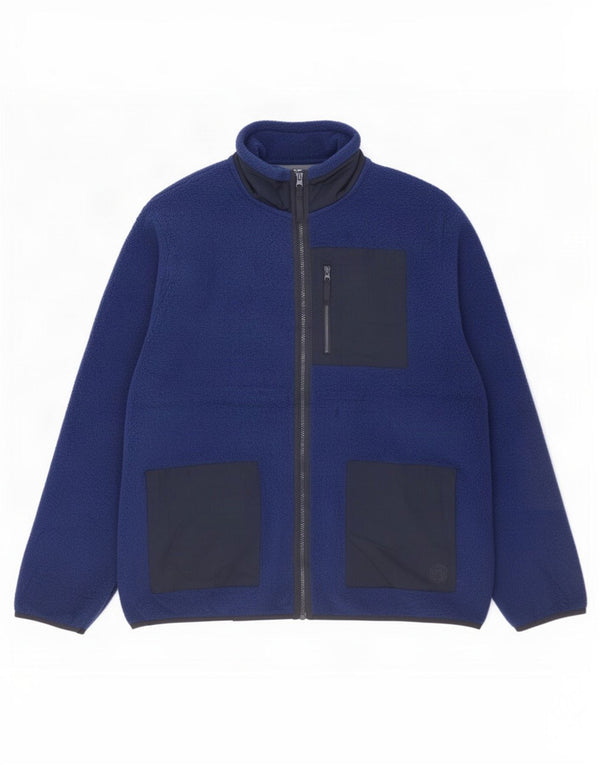 Giacca in pile da uomo Marks & Spencer UK 40 Large Blu Colourblock Poliestere