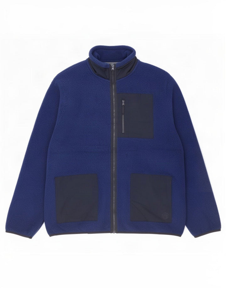Giacca in pile da uomo Marks & Spencer UK 40 Large Blu Colourblock Poliestere