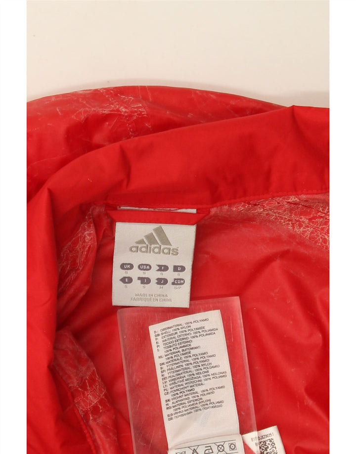 Giacca antipioggia ADIDAS da uomo con cappuccio grafico UK 36 piccola in nylon rosso