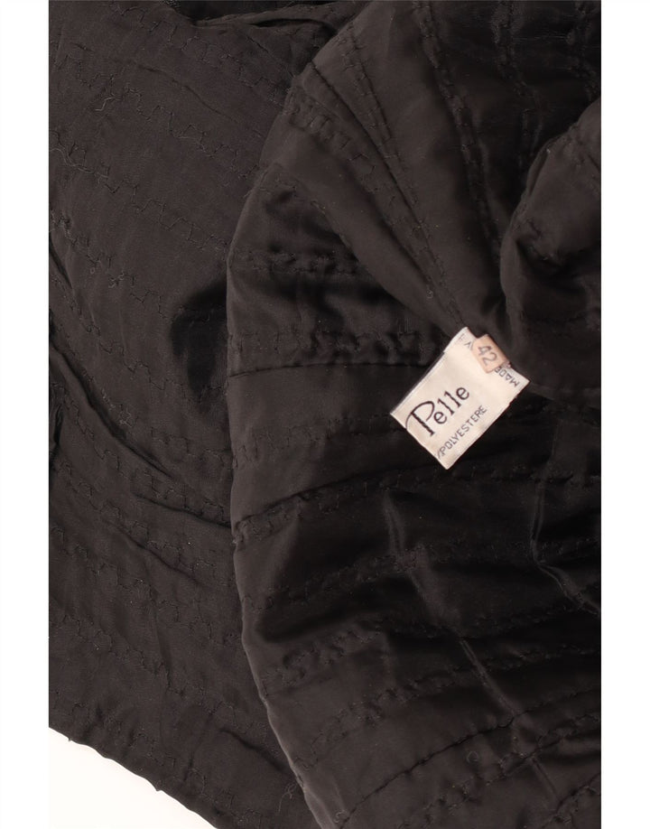Cappotto in pelle vintage da donna IT 42 medio in pelle nera