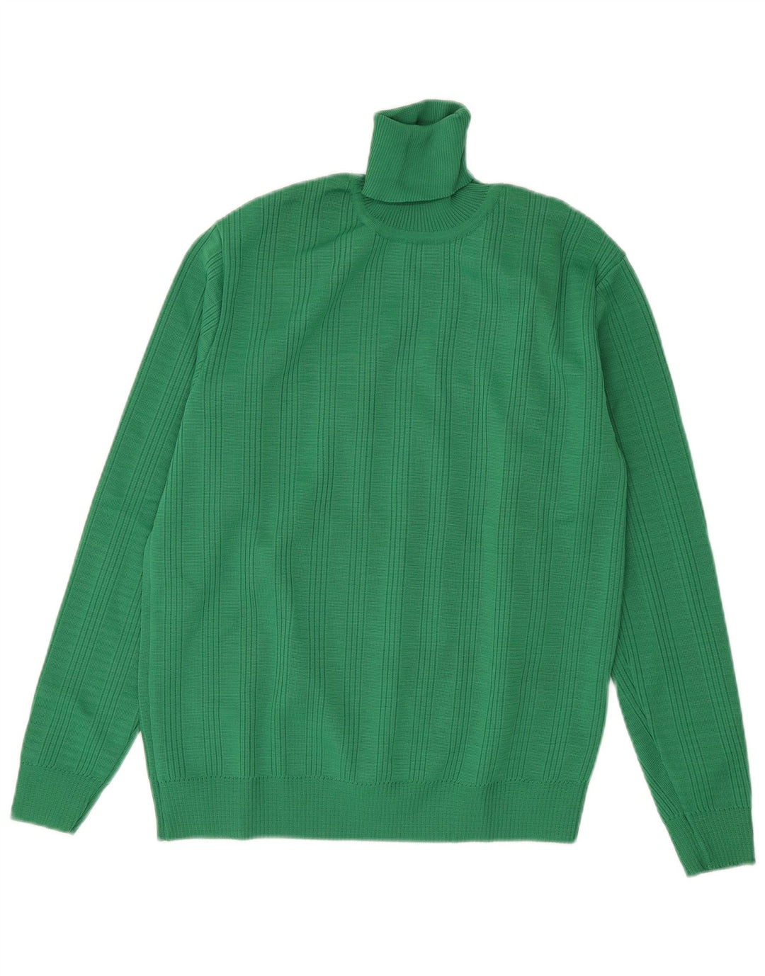 Maglione maglione vintage da uomo con collo alto IT 50 verde medio