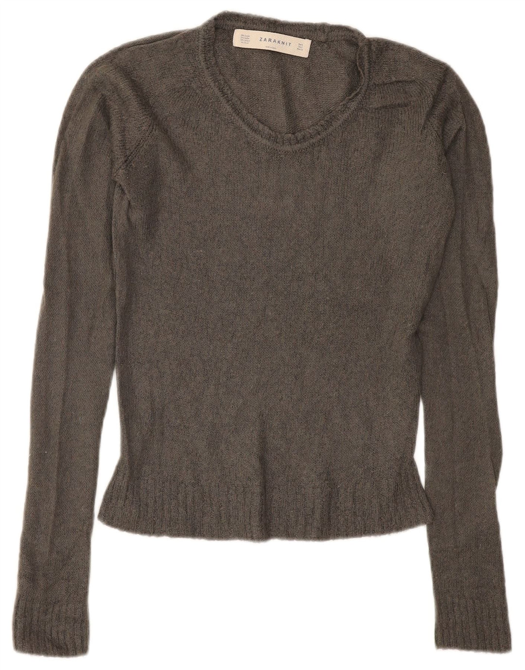 ZARA Womens Crew Neck Jumper Sweater UK 10 Small Grey Acrylic