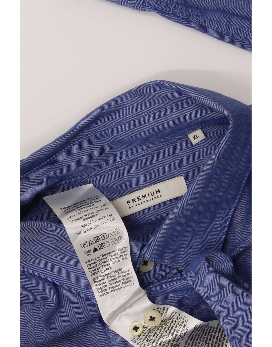 Camicia da uomo Jack & Jones XL in cotone a spina di pesce blu
