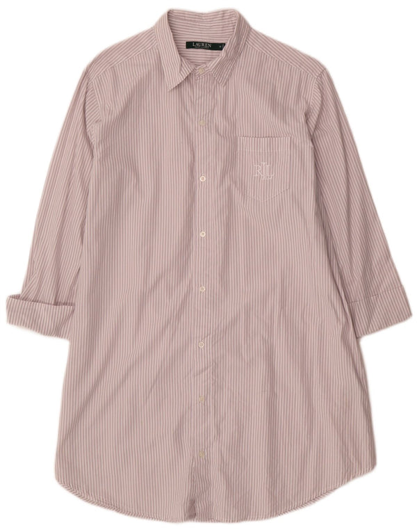 Abito camicia da donna RALPH LAUREN UK 14 Cotone gessato grigio medio