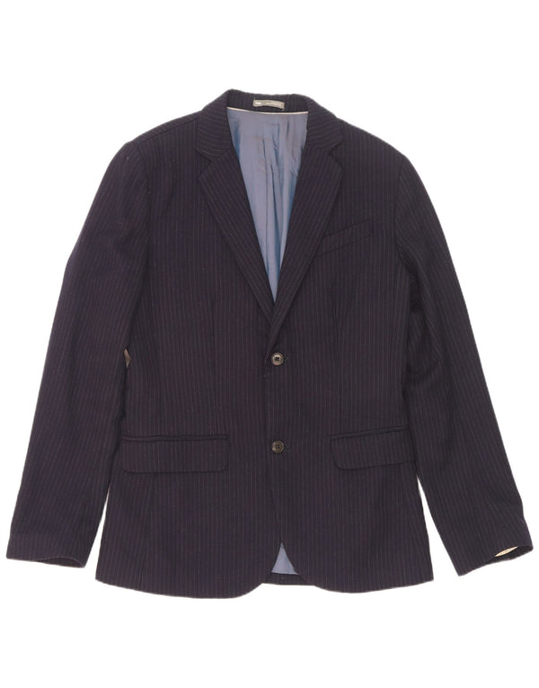 Giacca blazer da uomo a 2 bottoni Gap UK 36 piccola lana a righe blu navy