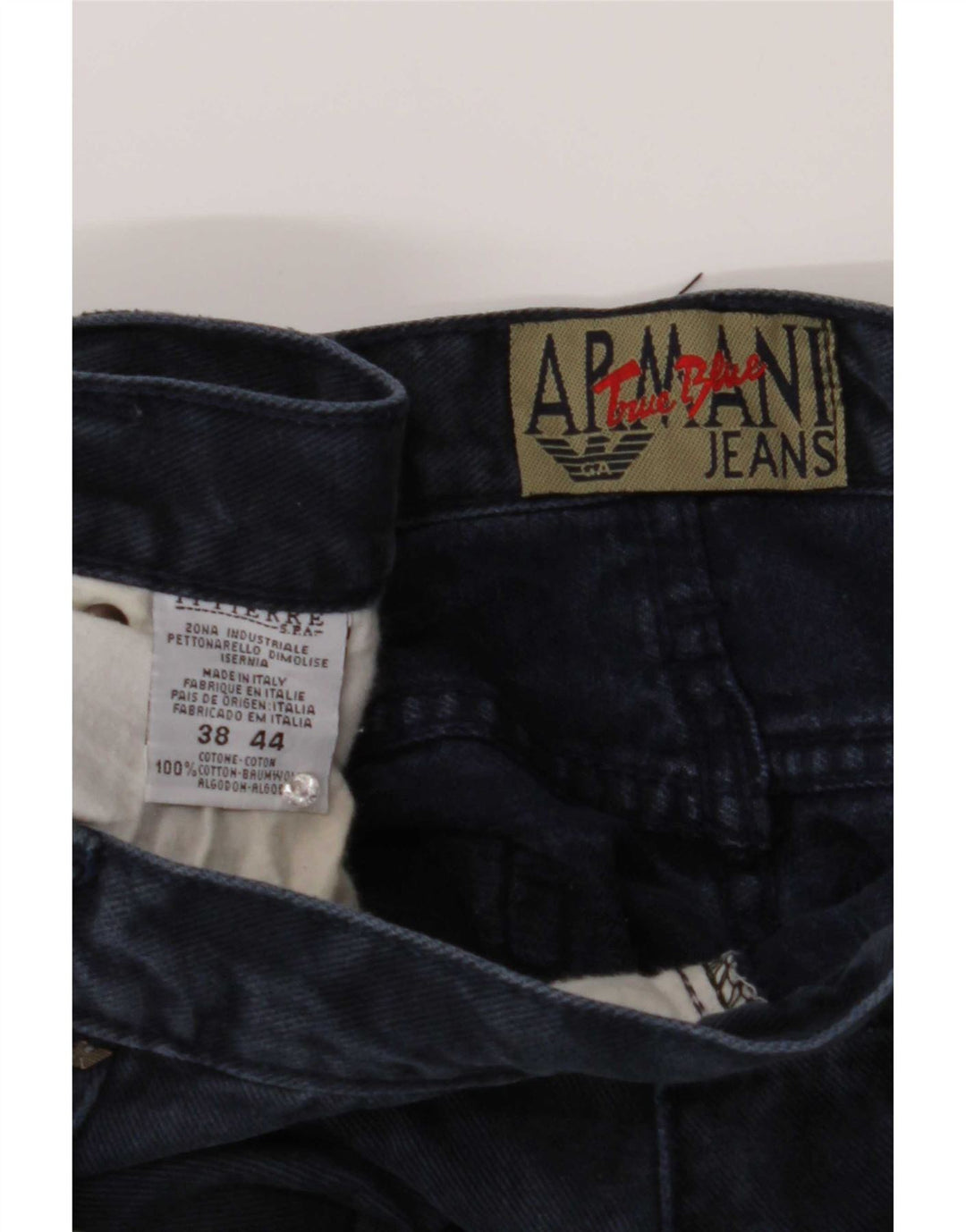 Jeans dritti da uomo Armani W38 L30 in cotone blu navy