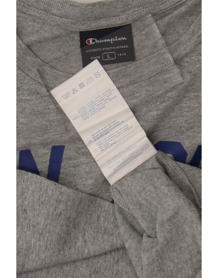 CHAMPION Top grafico da uomo a maniche lunghe in cotone grigio grande