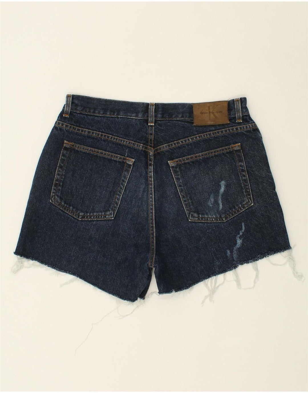 CALVIN KLEIN Womens Denim Shorts W34 Large Navy Blue Cotton Vintage Calvin Klein and Second-Hand Calvin Klein from Messina Hembry 