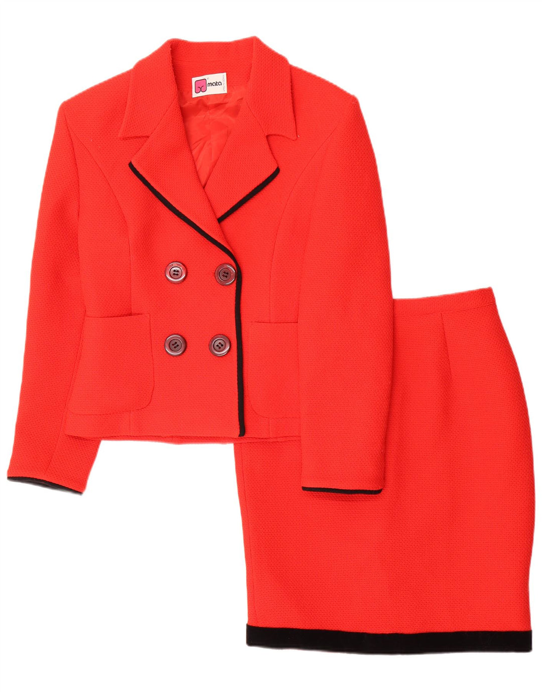 Set gonna 2 pezzi da donna VINTAGE IT 44 medio W26 poliestere rosso