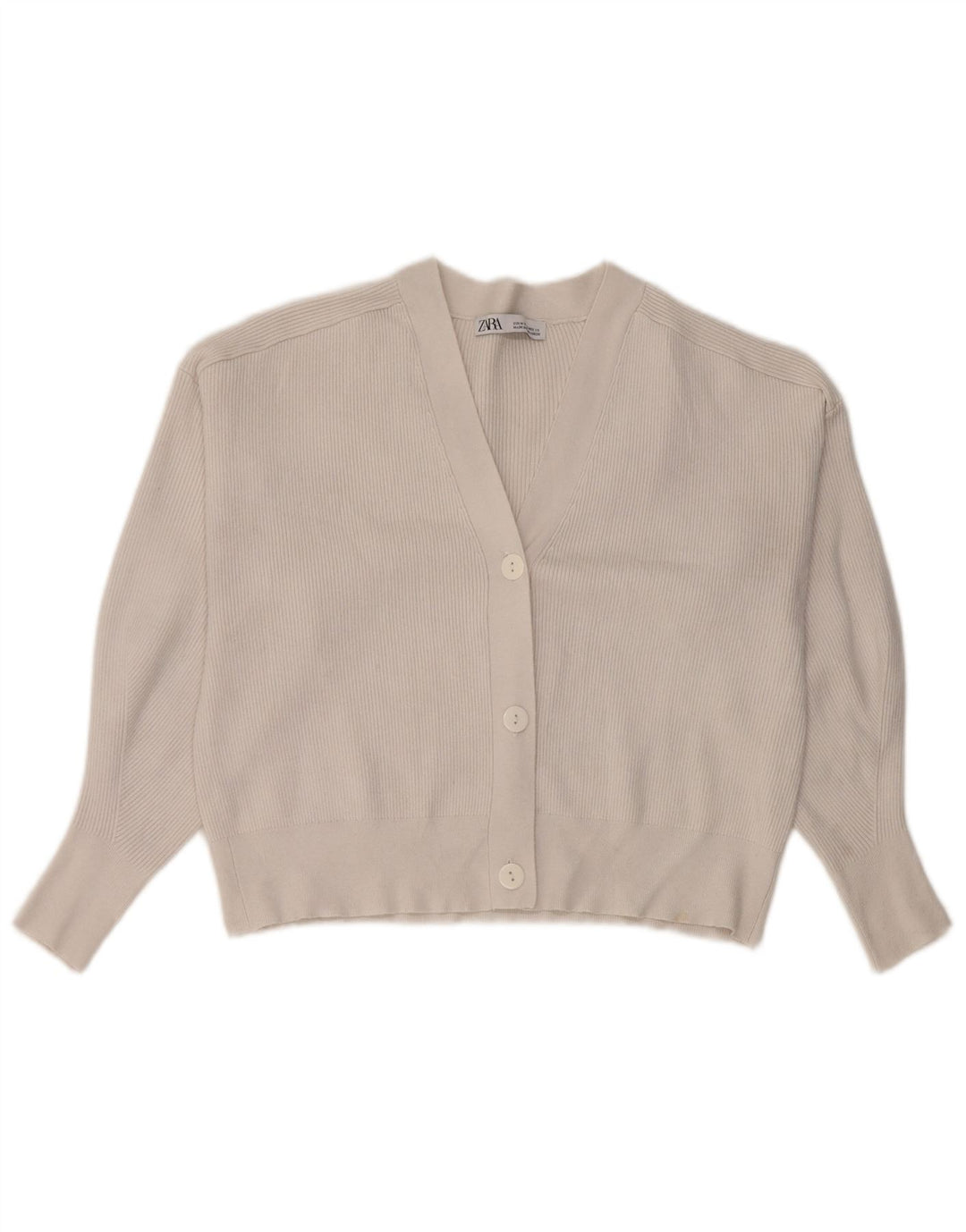 Maglione cardigan corto da donna Zara UK 14 bianco medio