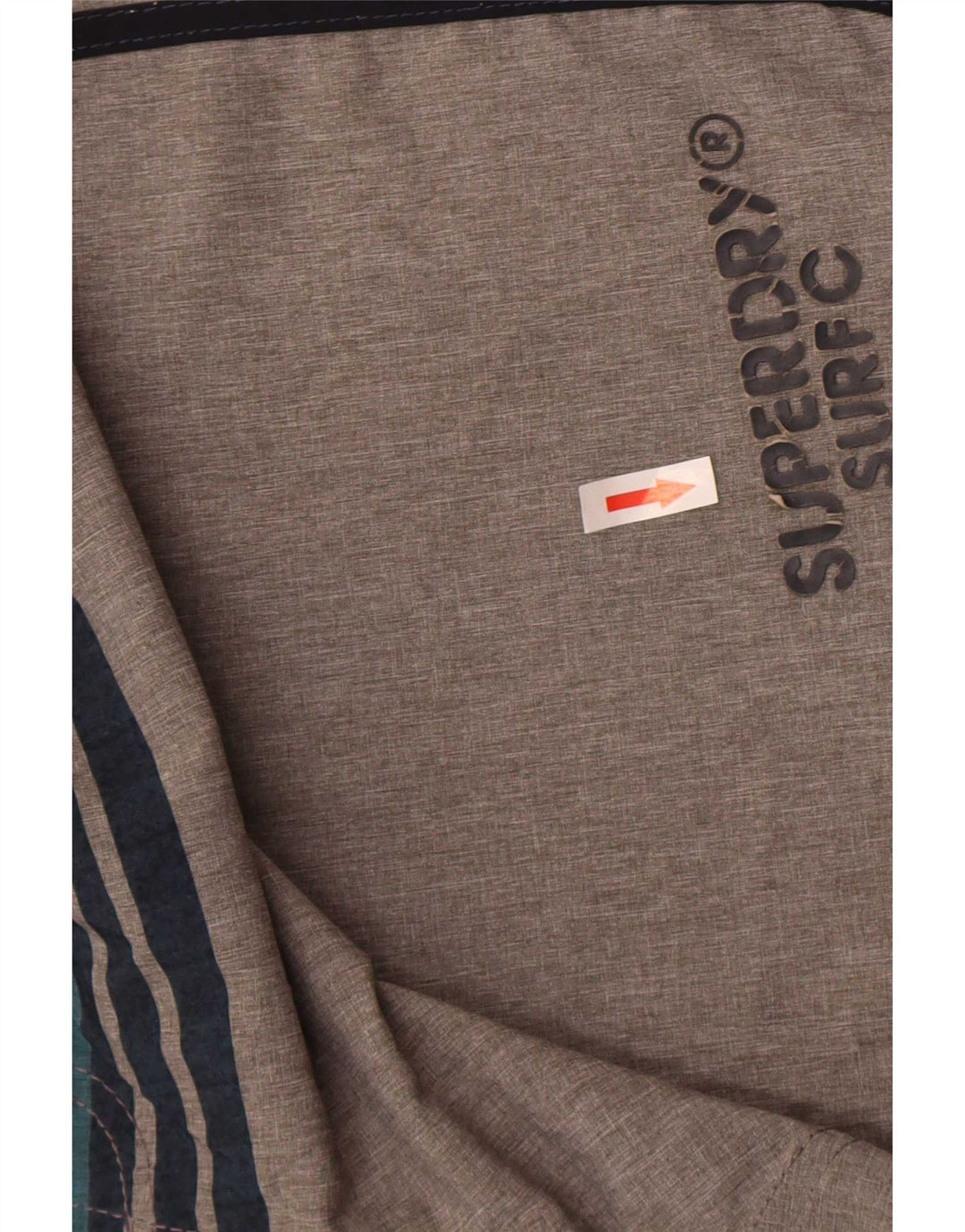 Pantaloncini da bagno regolari da uomo con grafica Superdry, poliestere a righe grigie di grandi dimensioni