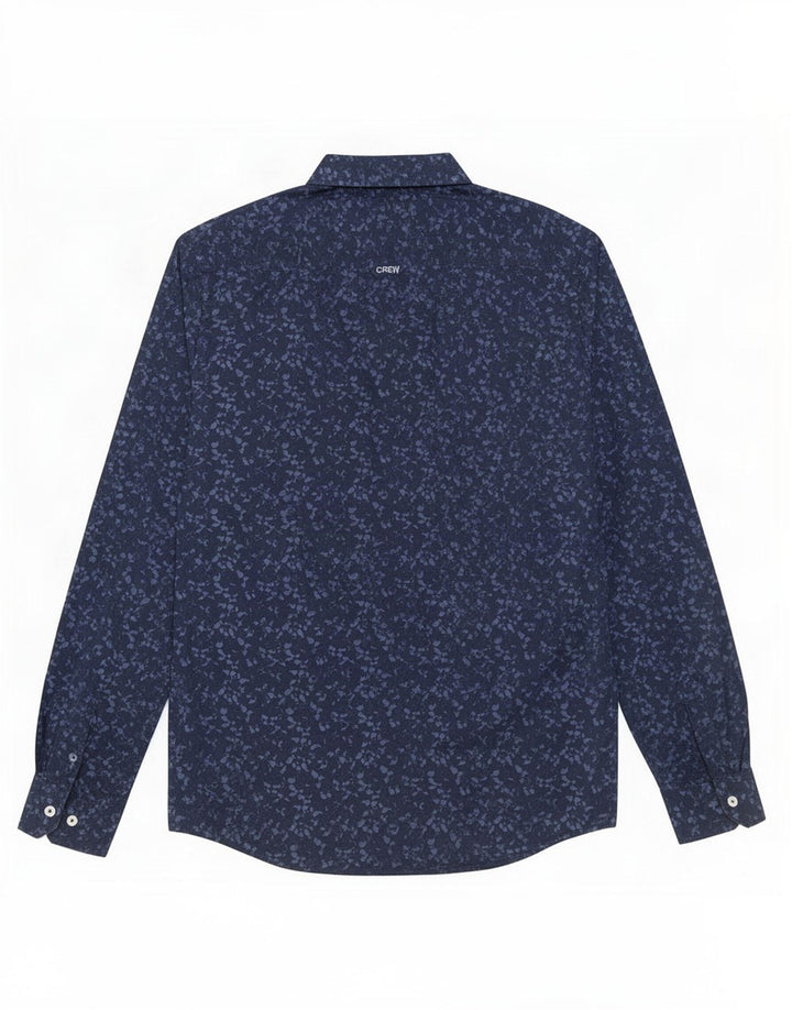 Crew Clothing Camicia slim fit da uomo con motivo astratto in cotone blu navy medio