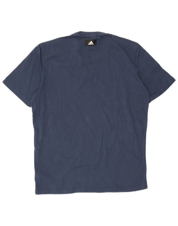 T-shirt grafica da uomo Adidas Top grande in cotone blu navy