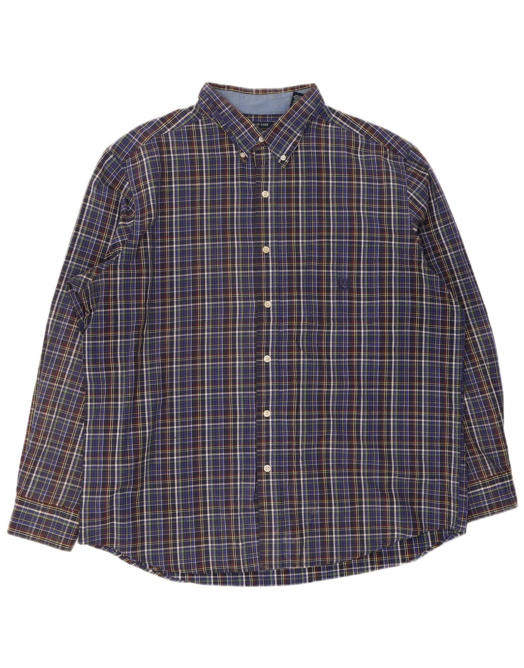 Camicia Chaps da uomo Easy Care XL in cotone a quadri blu