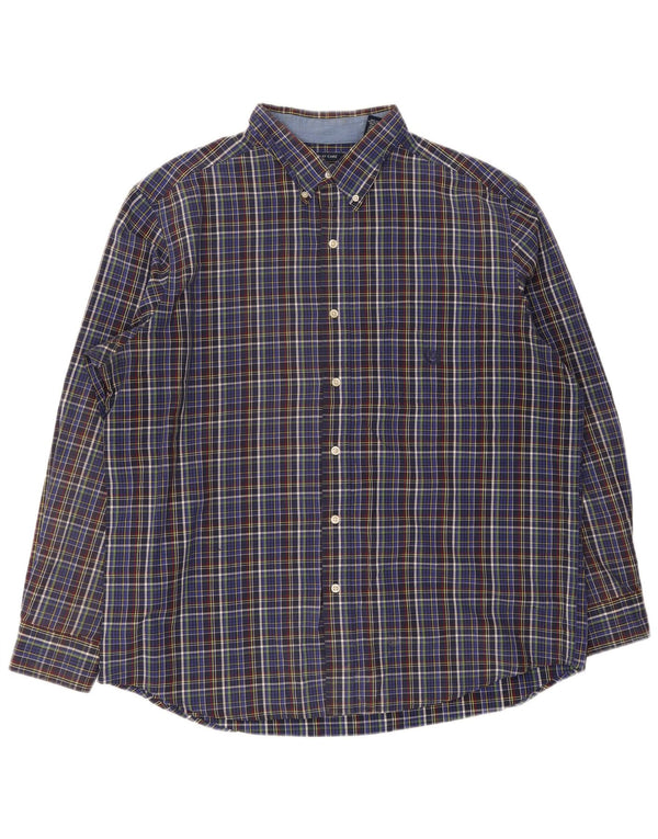 Camicia Chaps da uomo Easy Care XL in cotone a quadri blu