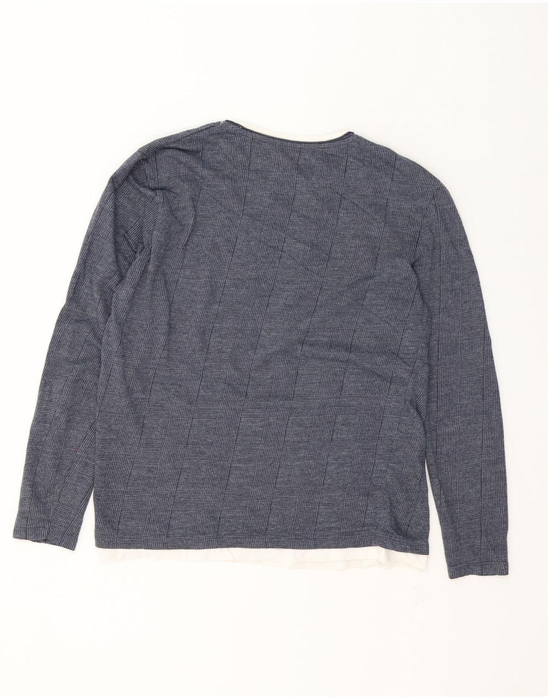 Zara Top da uomo a maniche lunghe grande blu navy pied de poule