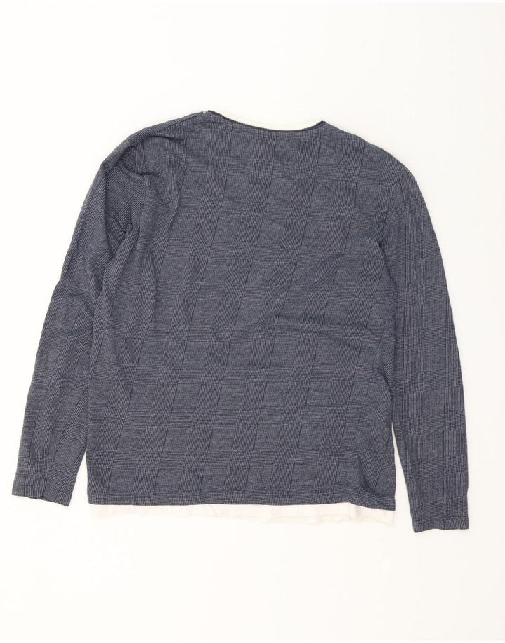 Zara Top da uomo a maniche lunghe grande blu navy pied de poule