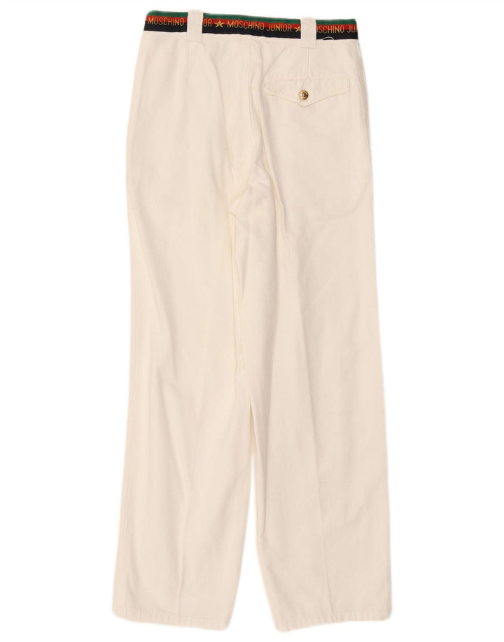 Pantaloni da abito con pedge grafico MOSCHINO per ragazzi 9-10 anni W24 L25 cotone bianco