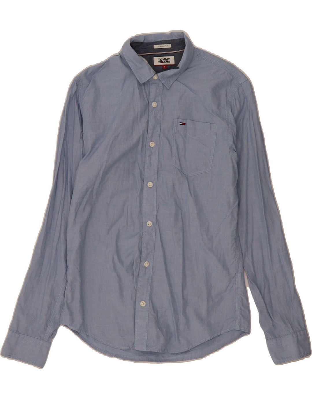 TOMMY HILFIGER Mens Shirt Small Blue Cotton Vintage Tommy Hilfiger and Second-Hand Tommy Hilfiger from Messina Hembry 