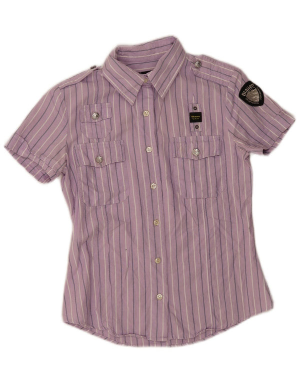Camicia militare a maniche corte da donna BLAUER UK 12 a righe viola medio