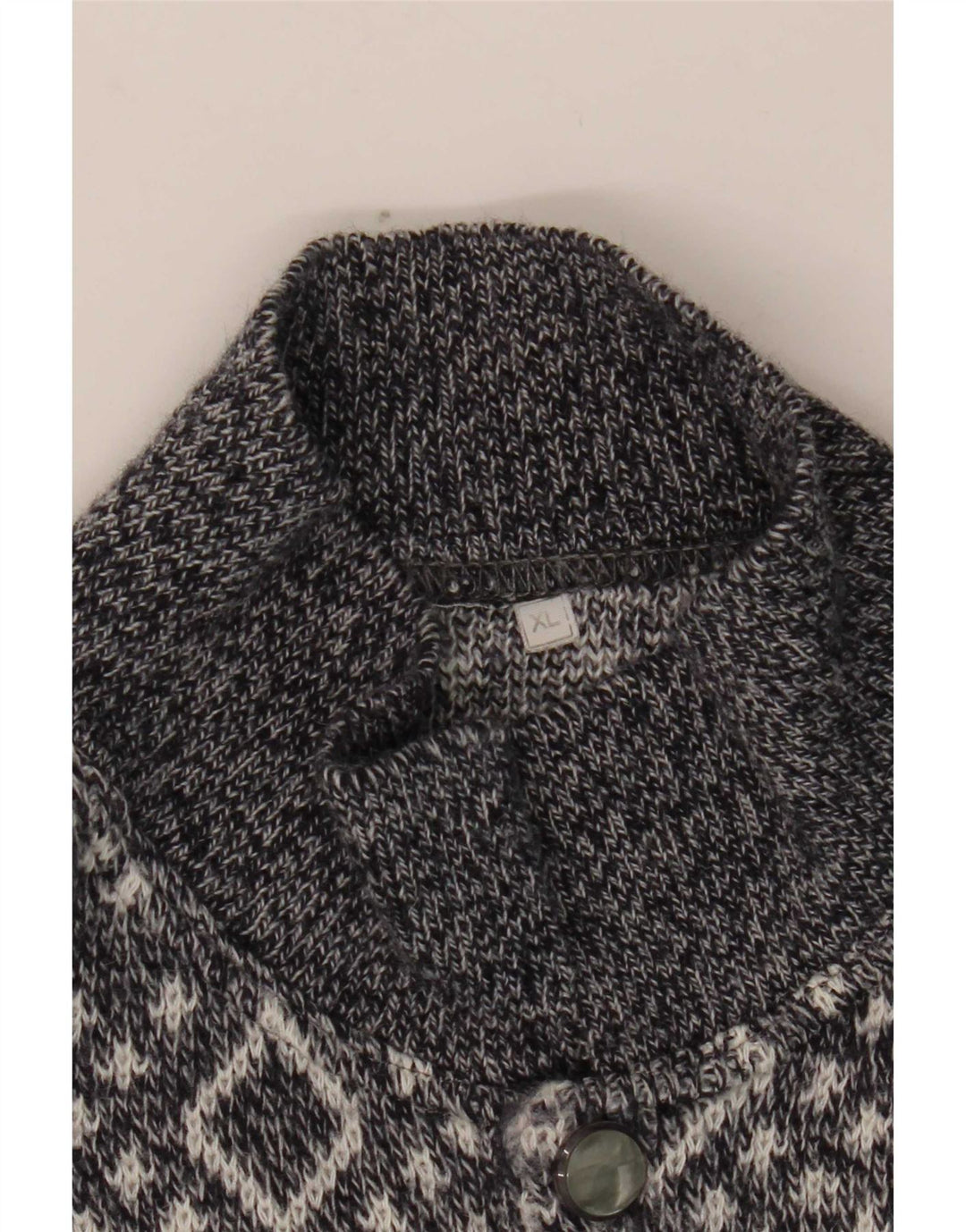 Maglione vintage da uomo con collo alto XL grigio a rombi/diamante