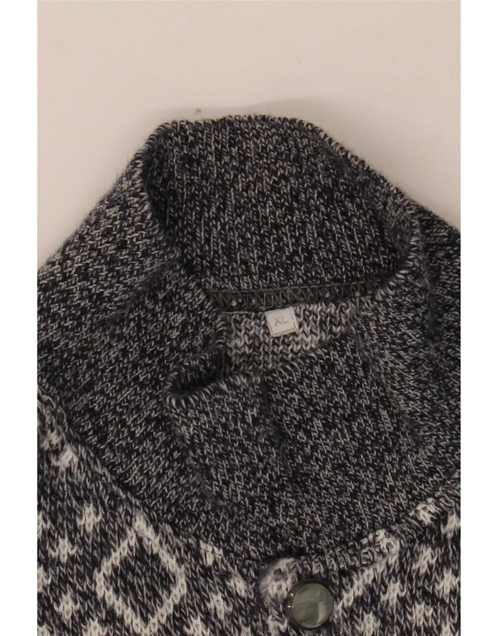 Maglione vintage da uomo con collo alto XL grigio a rombi/diamante