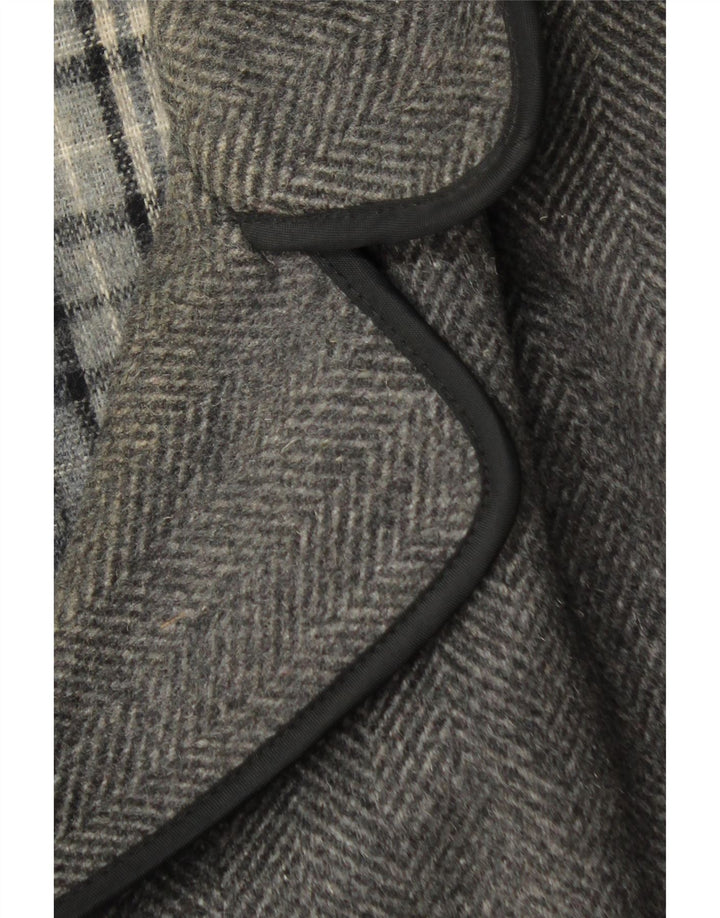 BARONIA Mens Overcoat UK 42 XL Grey Herringbone Wool