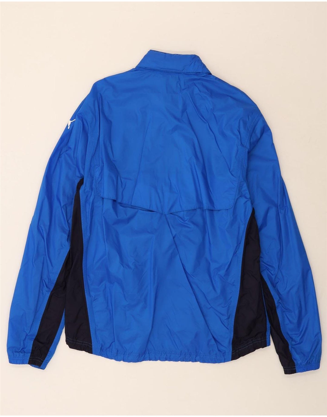 PUMA Giacca antipioggia da uomo con cappuccio grafico UK 40 Large Blu Colourblock Nylon