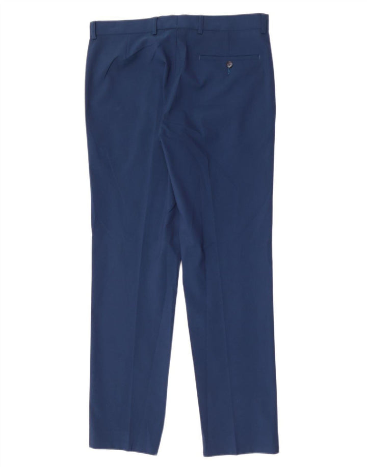 Pantaloni da abito slim da uomo Marks & Spencer W32 L31 poliestere blu