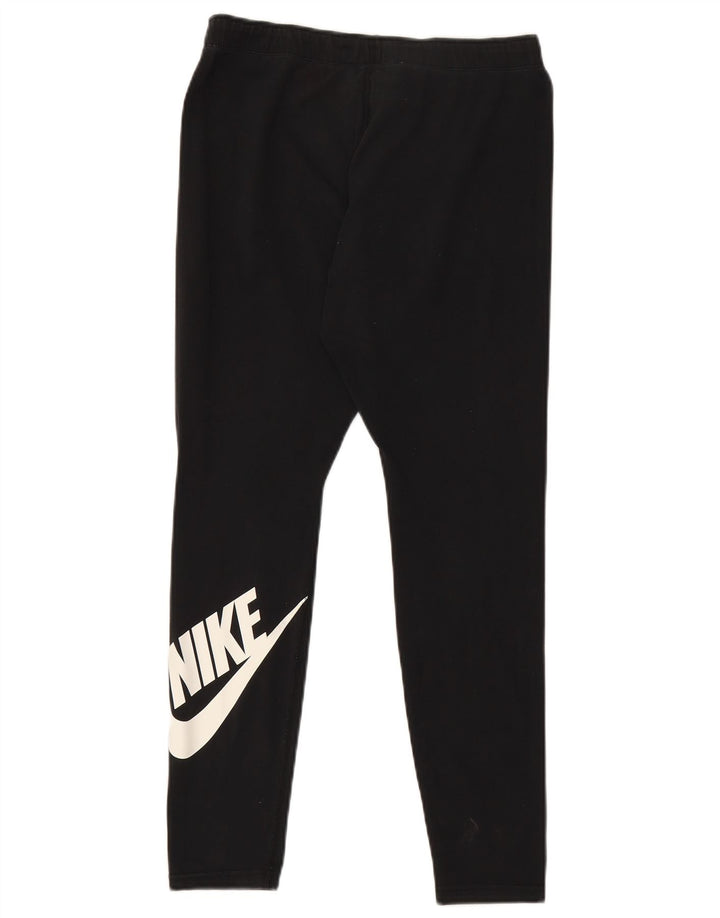 NIKE Womens Graphic Leggings UK 14 Large  Black Cotton
