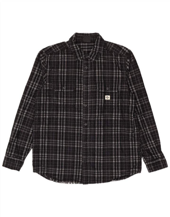 Camicia in flanella da uomo Rip Curl, cotone a quadri neri grandi