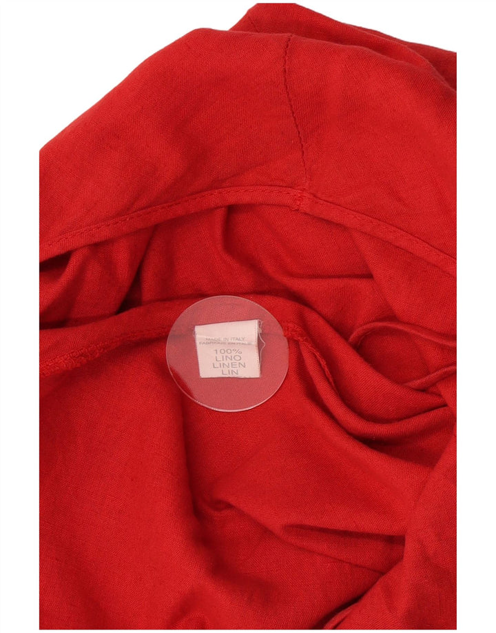 Abito sottoveste vintage da donna UK 12 Lino rosso medio
