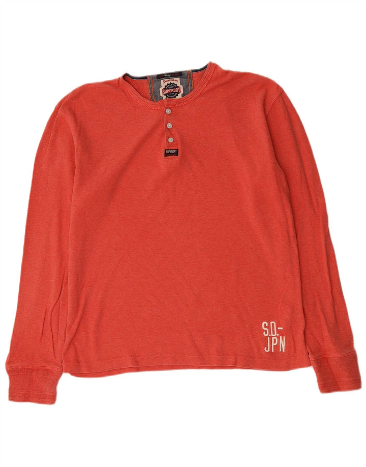 Top da uomo a maniche lunghe XL Superdry in cotone rosso