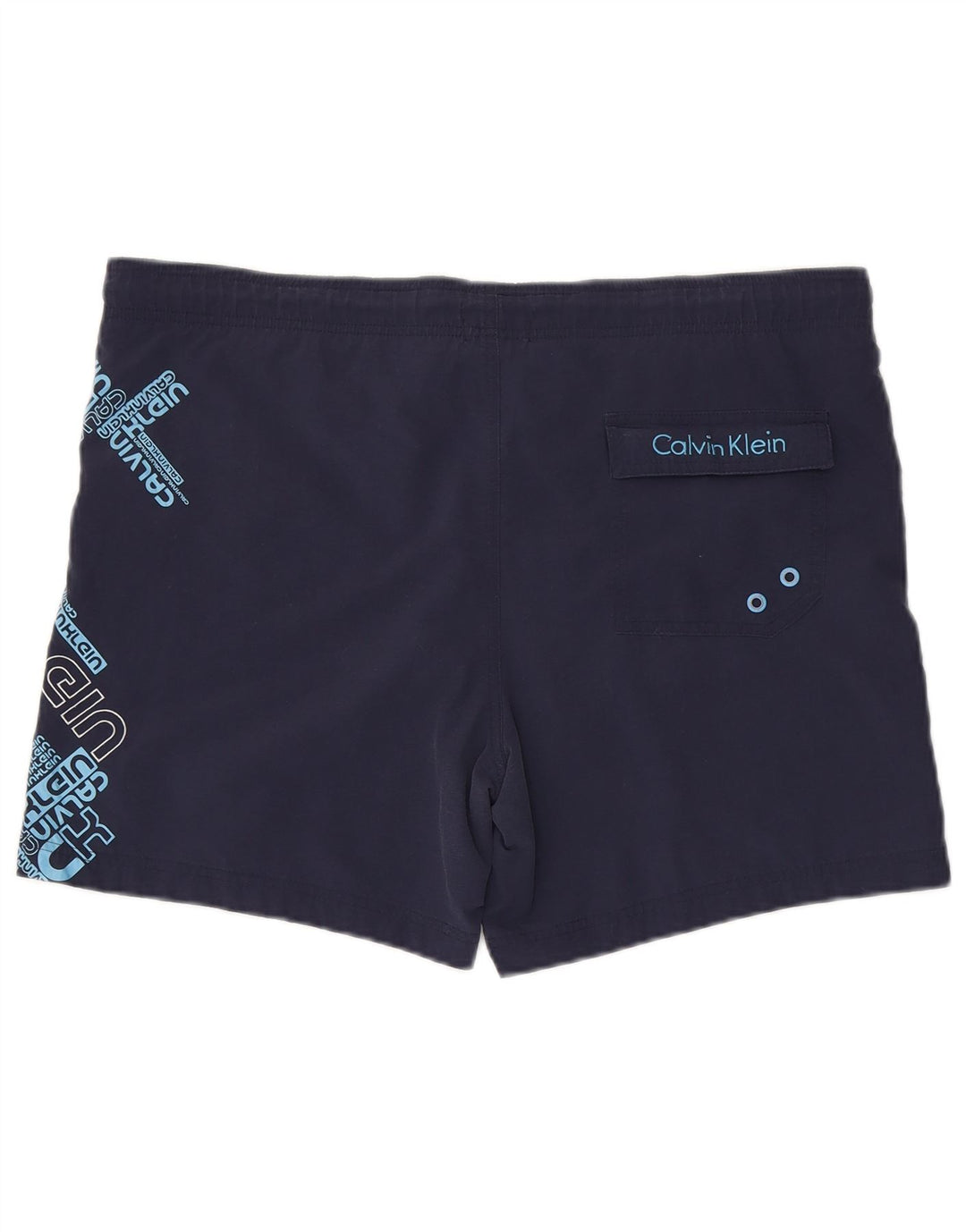 Pantaloncini da bagno grafici da uomo Calvin Klein medi in nylon blu navy